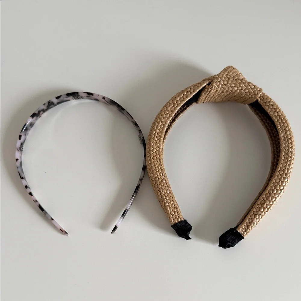Loft / Target Headband Set - Pink Tortoiseshell Print and Natural Woven One Size